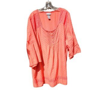 Cotton Peachy blouse with pintucking and buttons front necklince